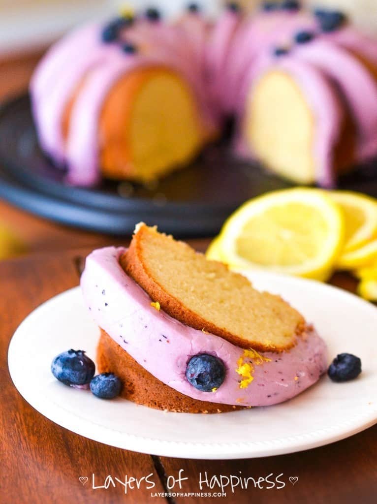 Lemon Bundt Cake with Blueberry Frosting