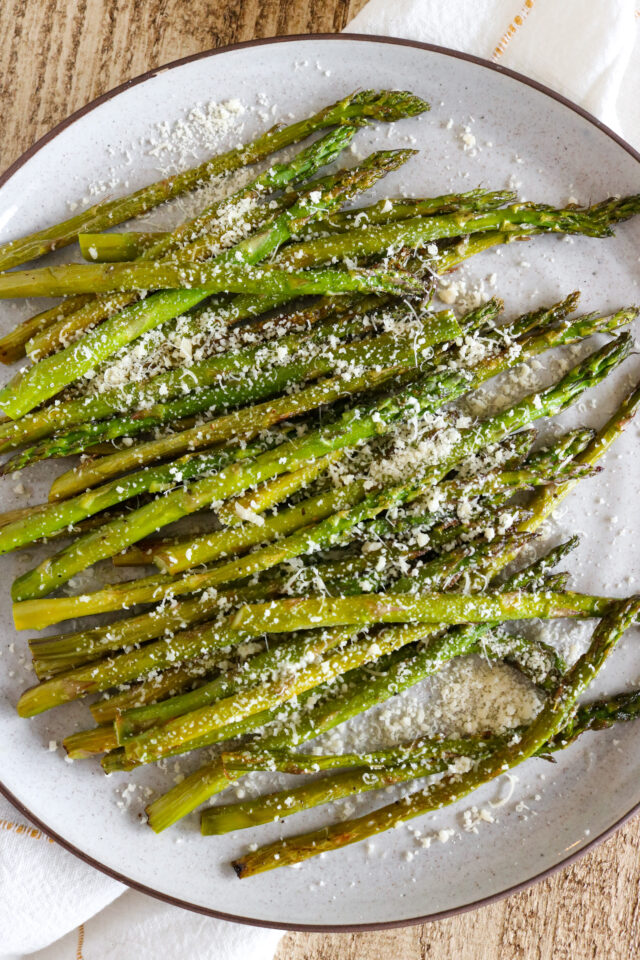 Lemon parmesan asparagus on a plate