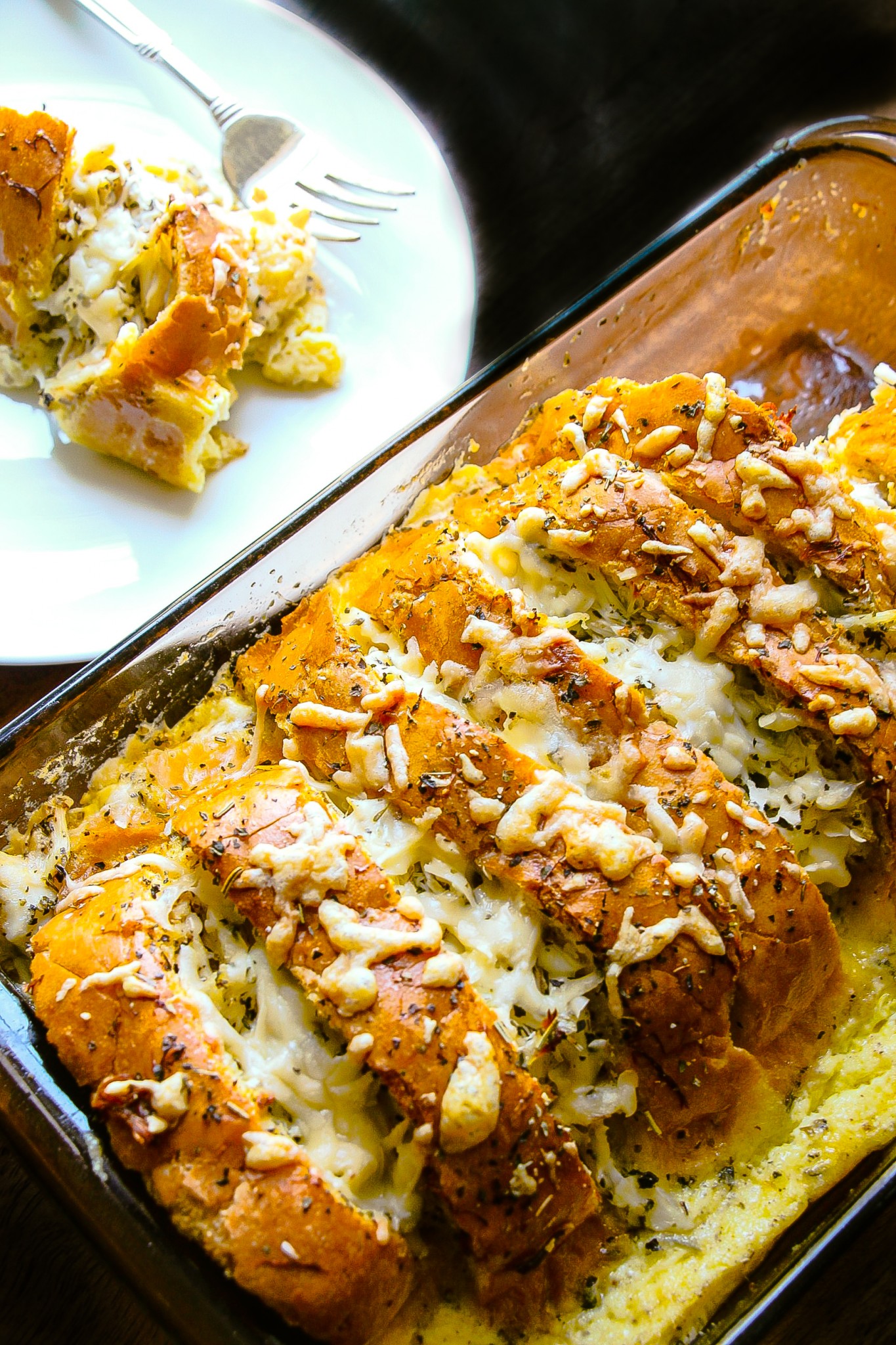 Buttery Crab Bread Pudding baked and warm