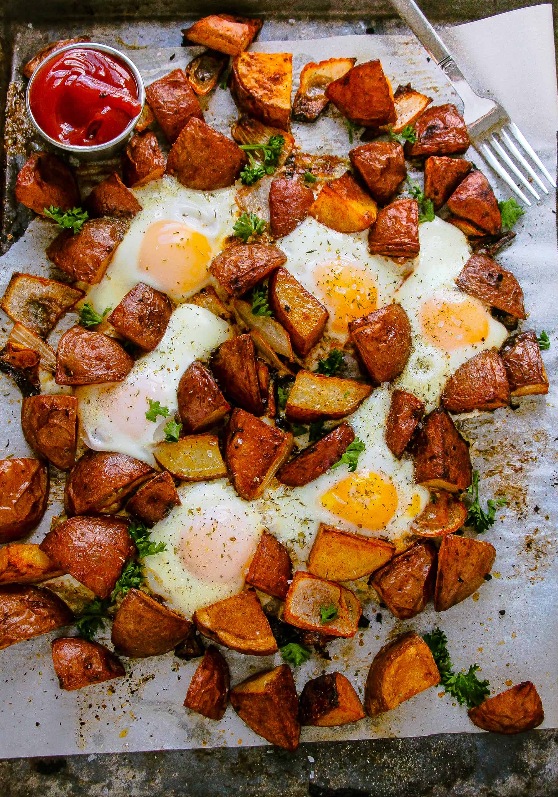 Egg & Crispy Potato Breakfast Sheet Pan Layers of Happiness
