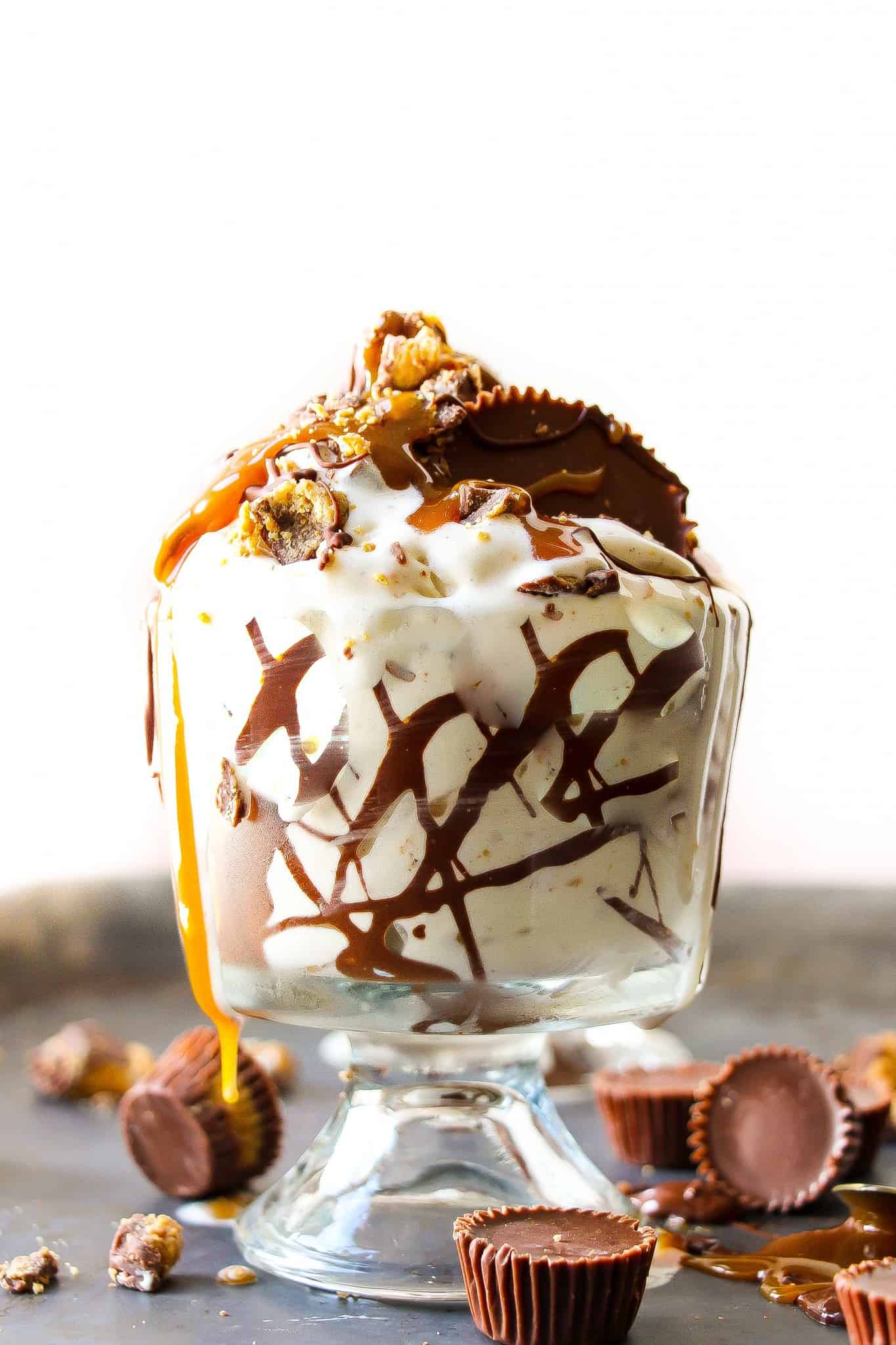 Homemade McFlurry with chocolate fudge drizzle and salted caramel