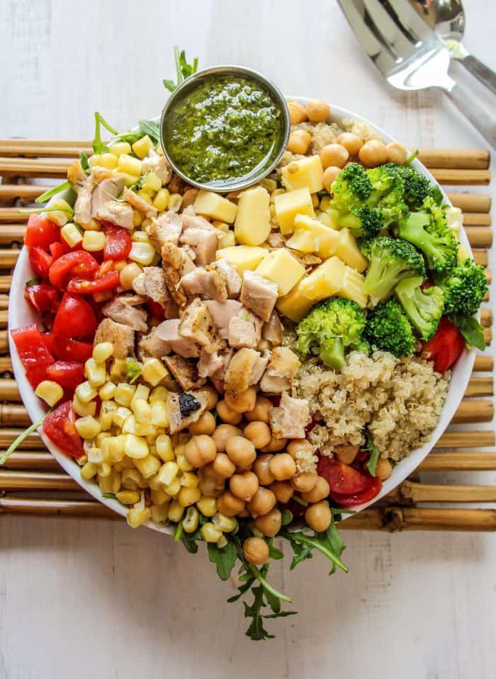 Pesto Chicken Quinoa Bowls