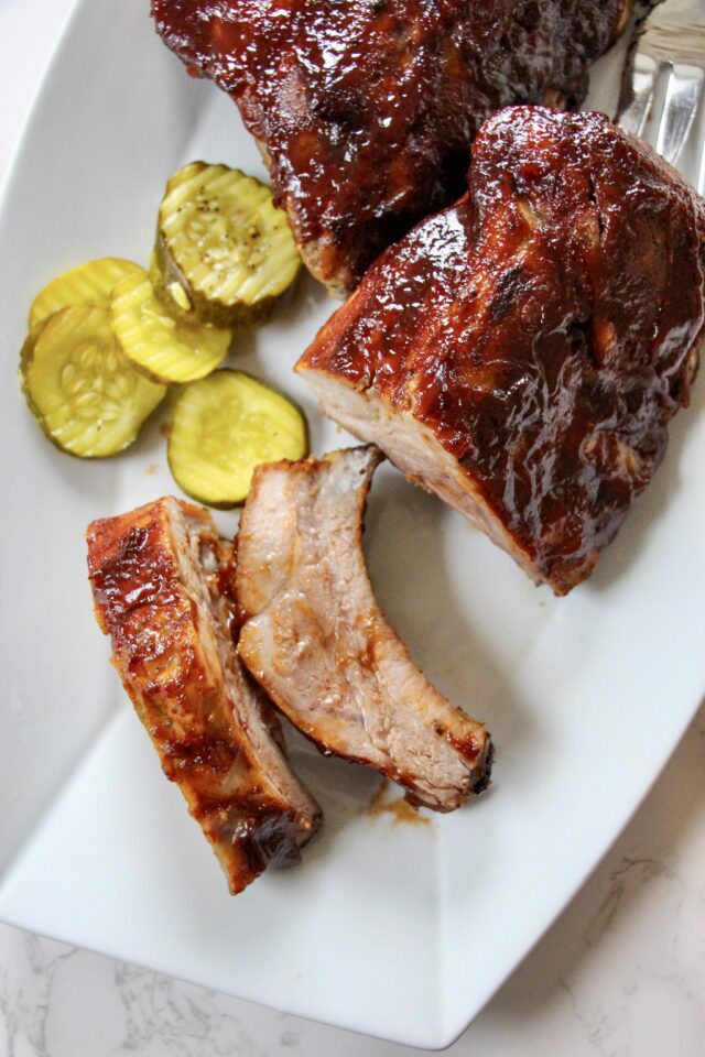 Easy Slow Cooker Ribs Recipe cut into individual ribs