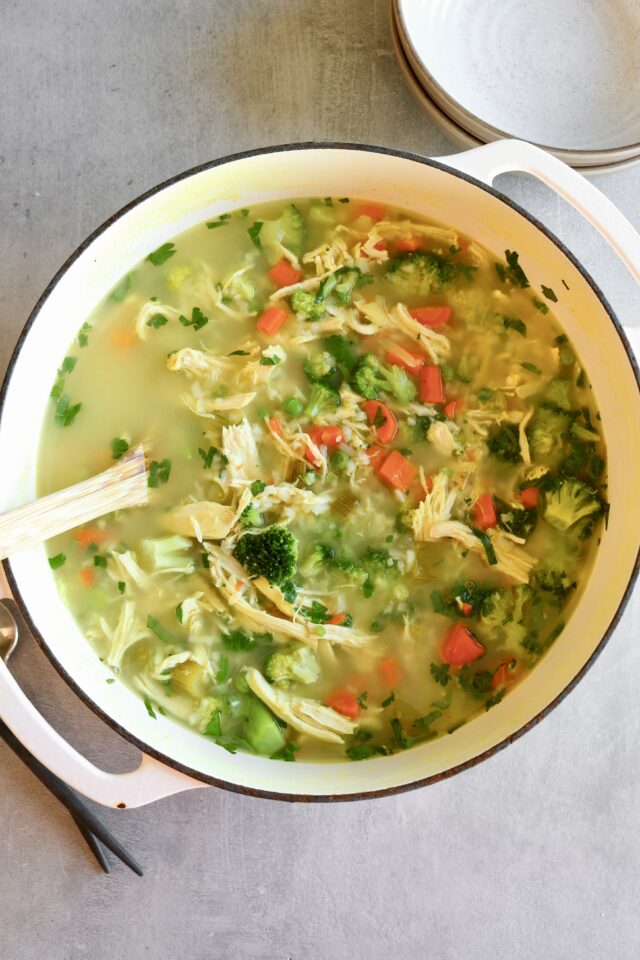 A big pot of No Noodle Chicken Soup