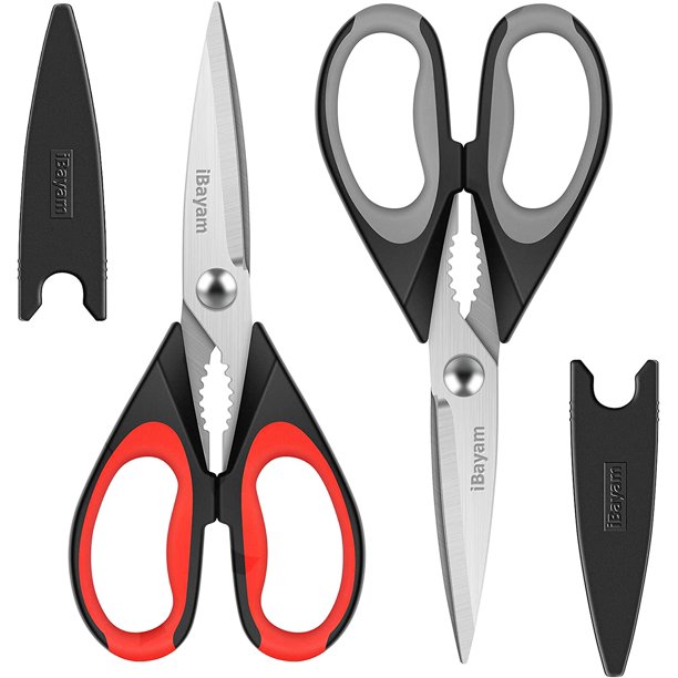 Black and red kitchen scissors