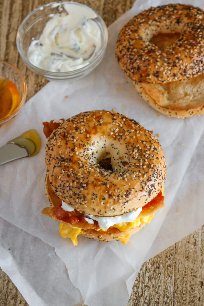 Overhead photo of two breakfast sandwiches