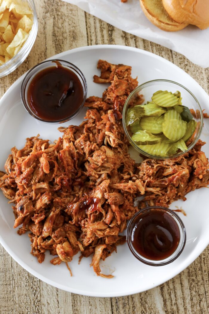 Dutch Oven Pulled Chicken with BBQ Sauce