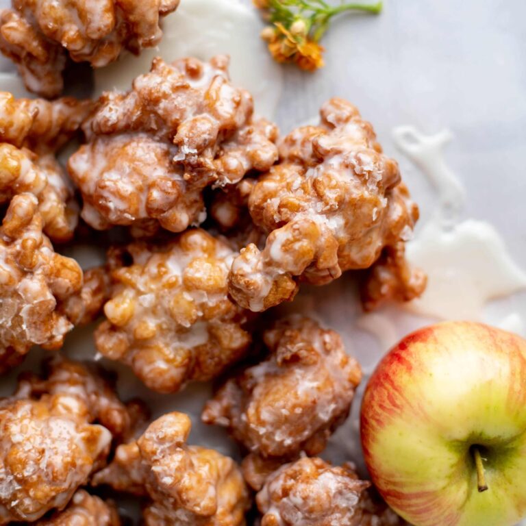 Apple fritters dunked in a glaze and finished with sea salt