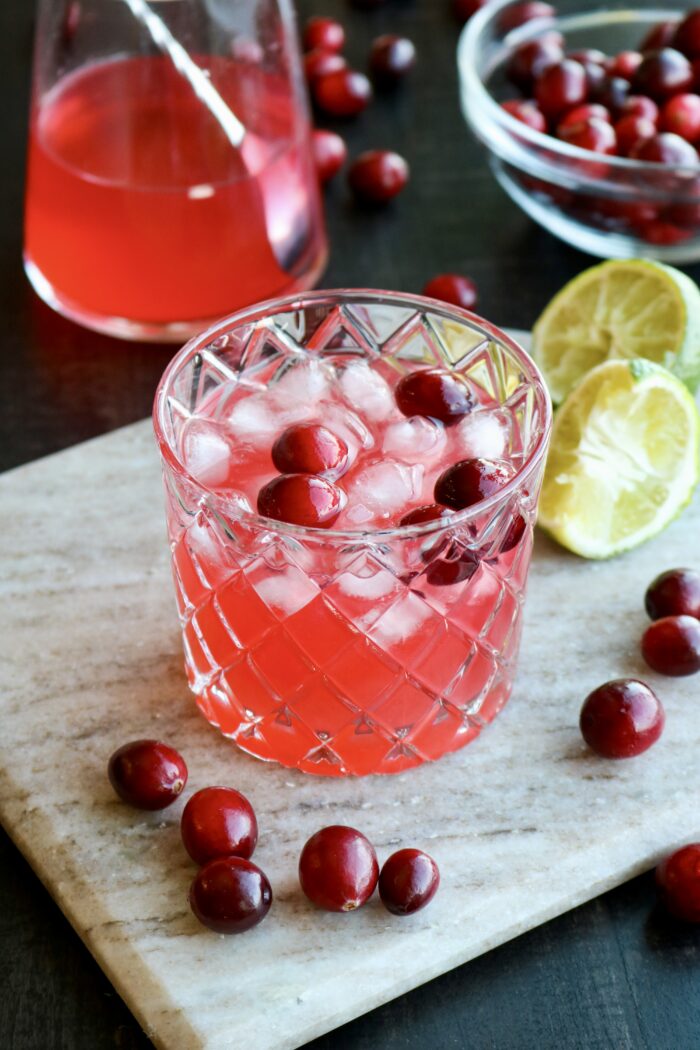Christmas Margarita with fresh cranberries on top